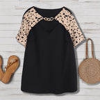 Plus Size Leopard Print Spliced Shirt