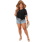 Plus Size Spring and Summer Women's Loose Round Neck Top