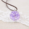 Handmade Boho Transparent Resin Dried Flower Necklace Round Glass Gypsophila Charms Pendant For Women Girls Fashion Jewelry Gift