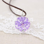 Handmade Boho Transparent Resin Dried Flower Necklace Round Glass Gypsophila Charms Pendant For Women Girls Fashion Jewelry Gift