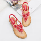 Summer New Bohemian Style Handmade Flower Round Toe Sandals Women's Fashion All-Match Trend Sandals
