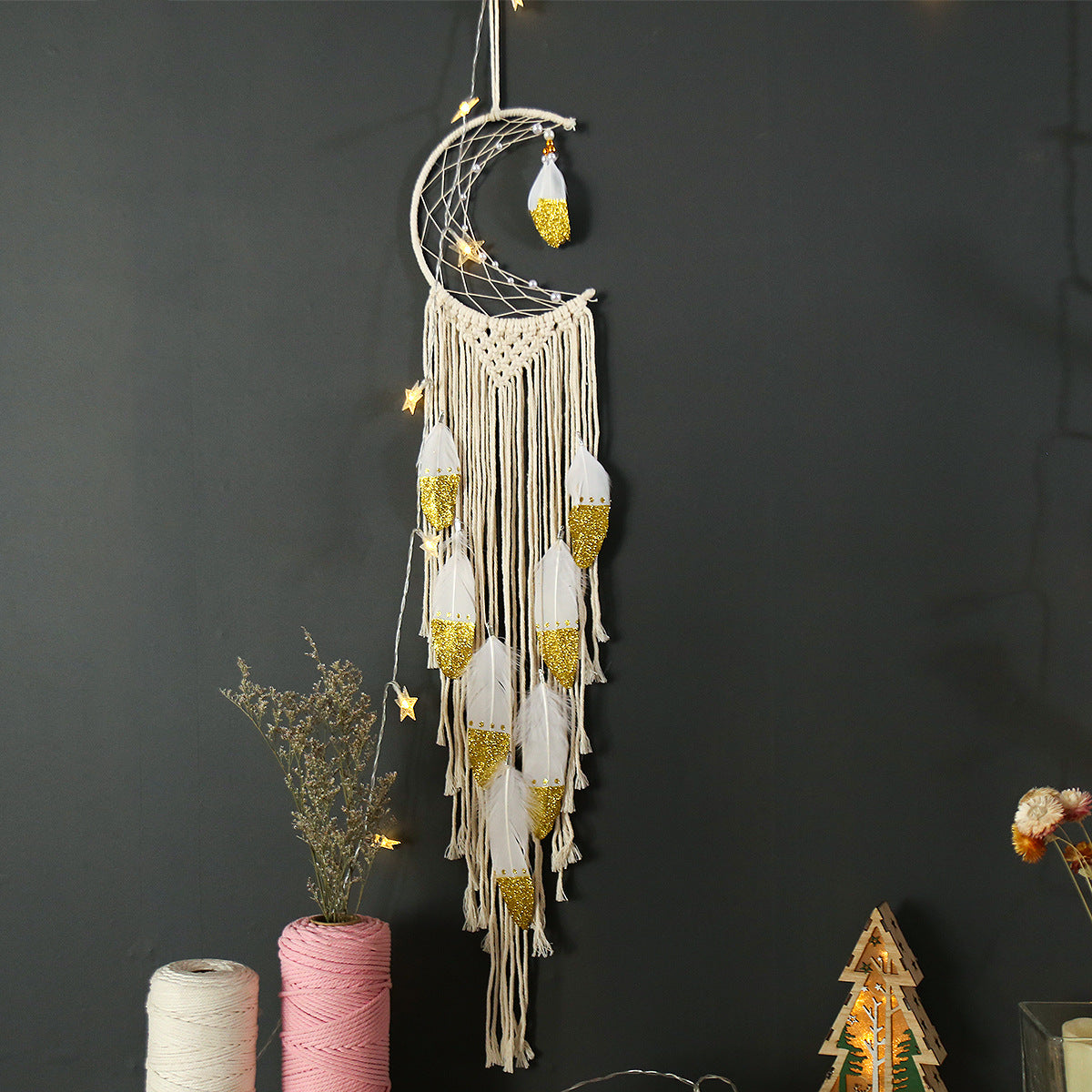 Hand Woven Cotton Thread Tassel Tapestry Wall Tapestry Hangings Background Boho Wall Hangings