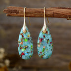 New Bohemian Emperor Stone Water Drop Pendant Earrings Natural Stone Jewelry