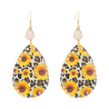 New Personality Leather Sun Flower Earrings Bohemian Style
