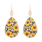New Personality Leather Sun Flower Earrings Bohemian Style