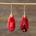 New Bohemian Emperor Stone Water Drop Pendant Earrings Natural Stone Jewelry