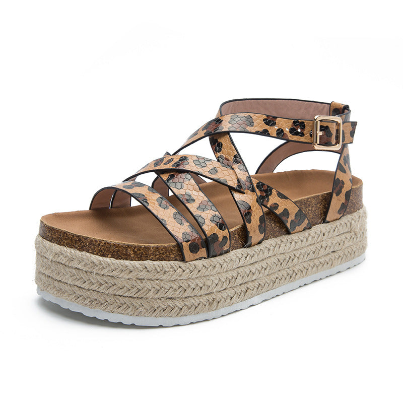 Platform Women's Thin Strap Cross Buckles Summer Sandals