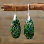 New Bohemian Emperor Stone Water Drop Pendant Earrings Natural Stone Jewelry