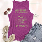 Western denim printed tank top