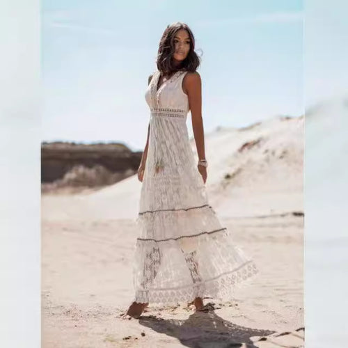 Bohemian long women's lace dress