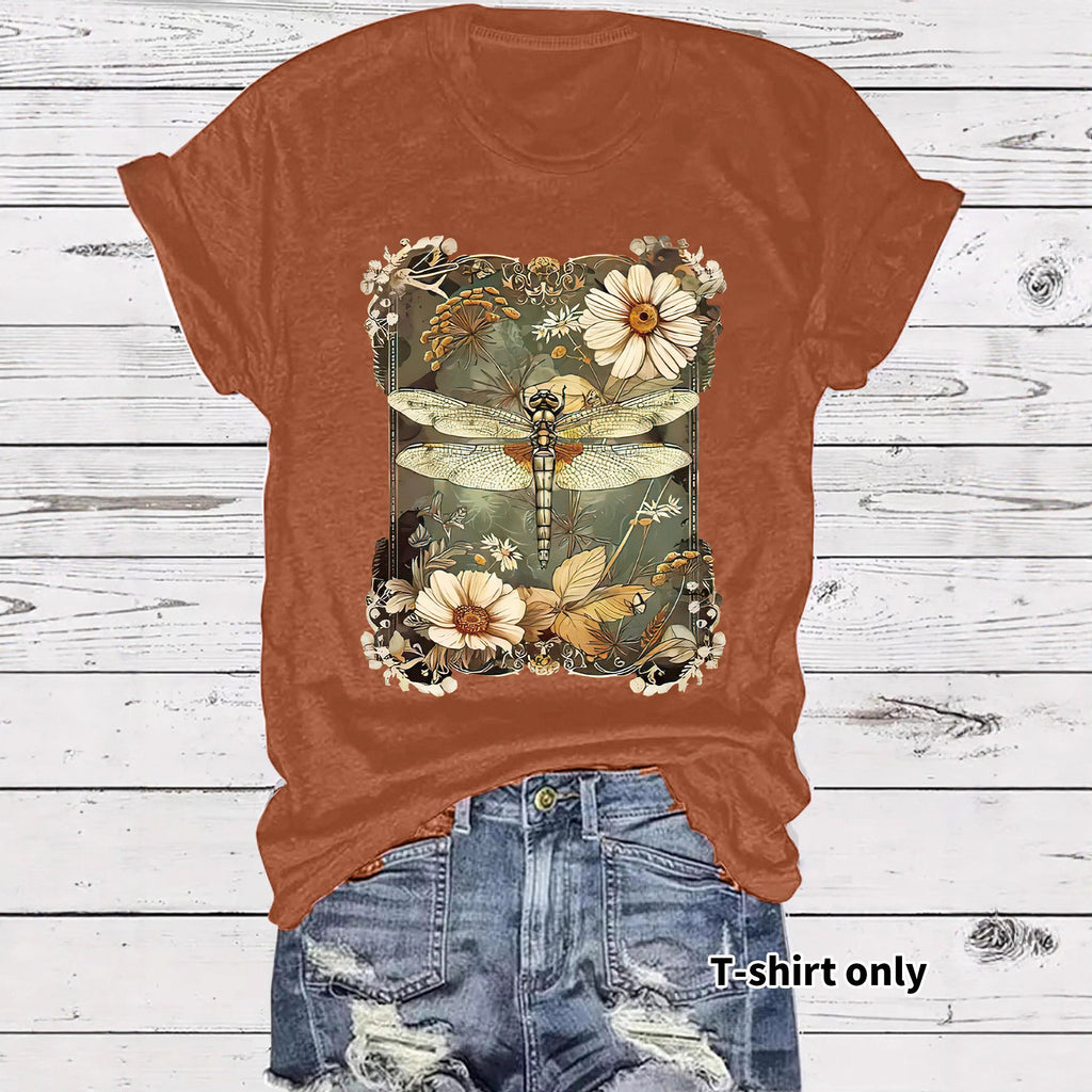 Dragonfly printed short sleeved t-shirt for women