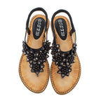 Summer New Bohemian Style Handmade Flower Round Toe Sandals Women's Fashion All-Match Trend Sandals