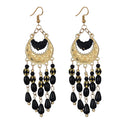 Bohemian Ethnic Earrings Long Vintage Tassel Bead Earrings Carved Earrings