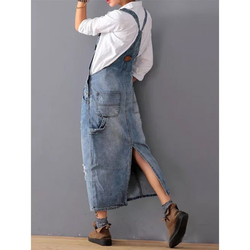 Cowgirl Overall Bib Dress with holes and straps
