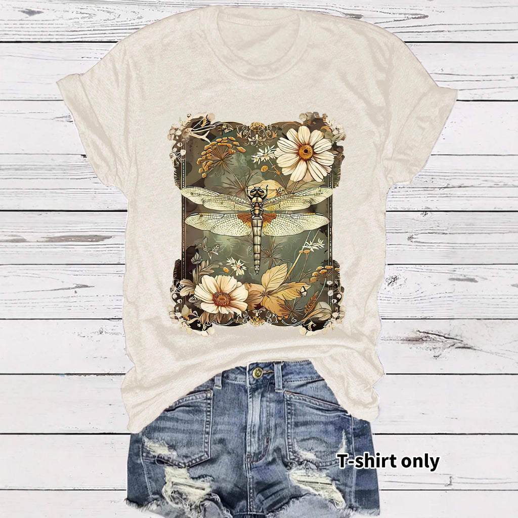 Dragonfly printed short sleeved t-shirt for women