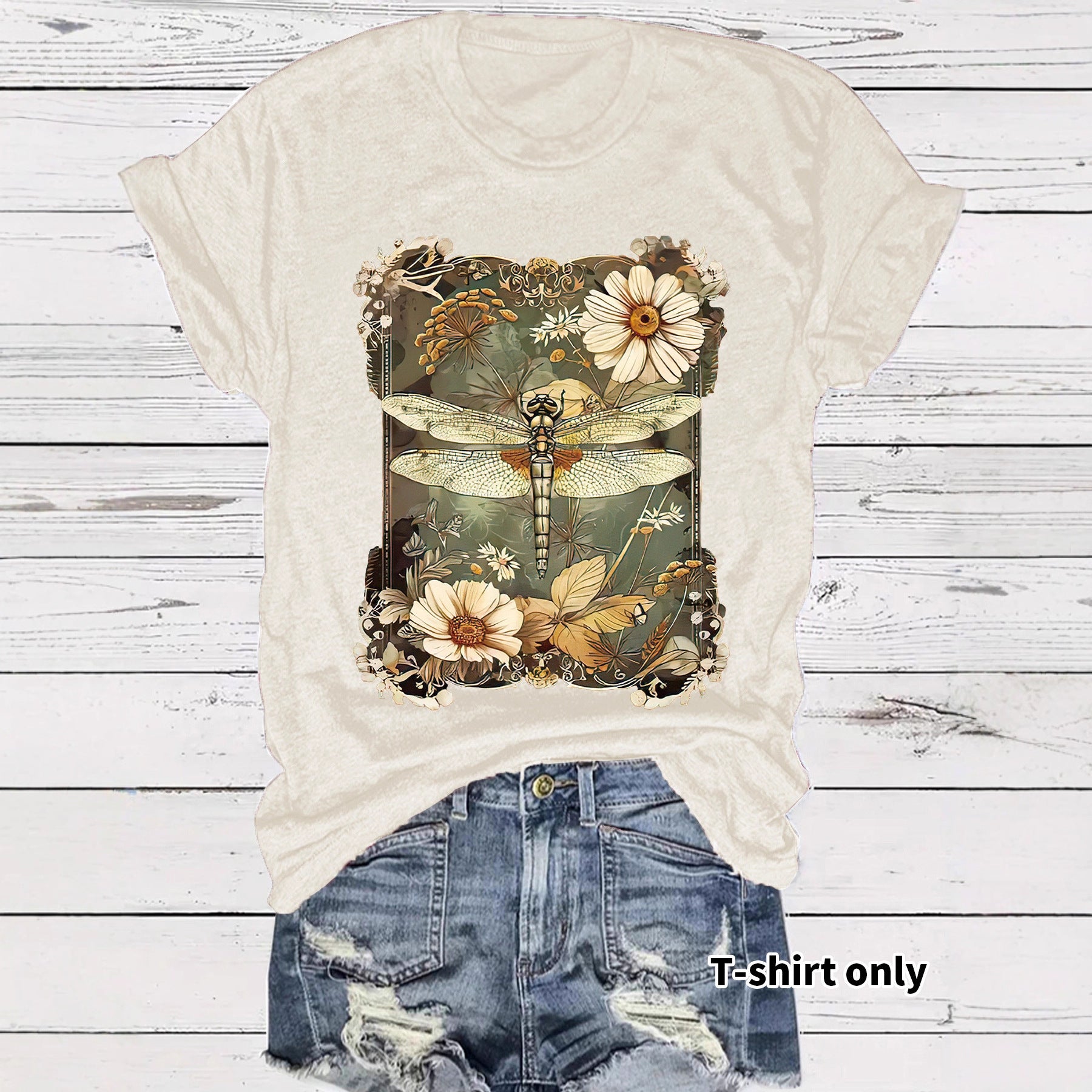 Dragonfly printed short sleeved t-shirt for women