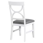 6-Piece Wood Dining Table Set Kitchen Table Set with Upholstered Bench and 4 Dining Chairs, Farmhouse Style Gray+White