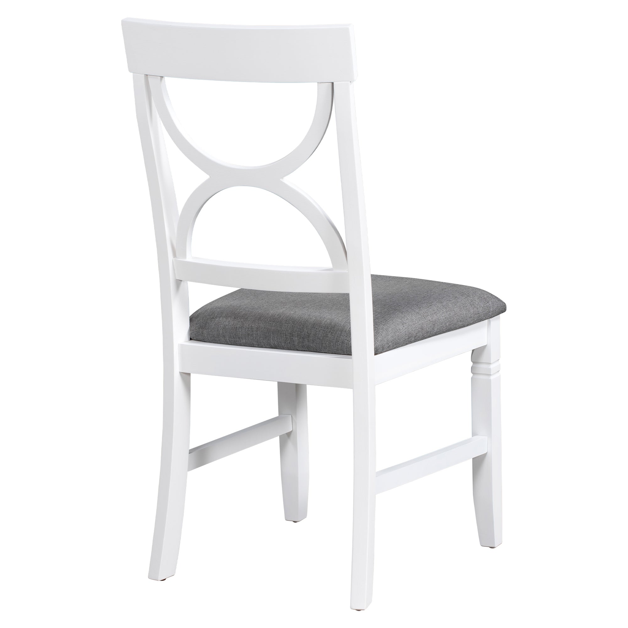 6-Piece Wood Dining Table Set Kitchen Table Set with Upholstered Bench and 4 Dining Chairs, Farmhouse Style Gray+White
