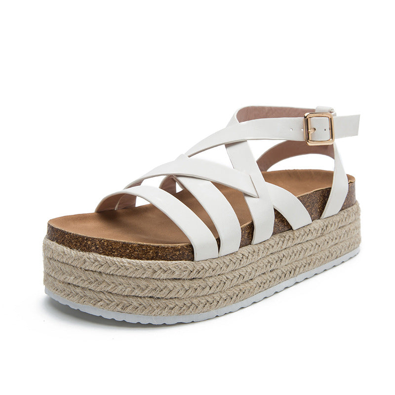 Platform Women's Thin Strap Cross Buckles Summer Sandals