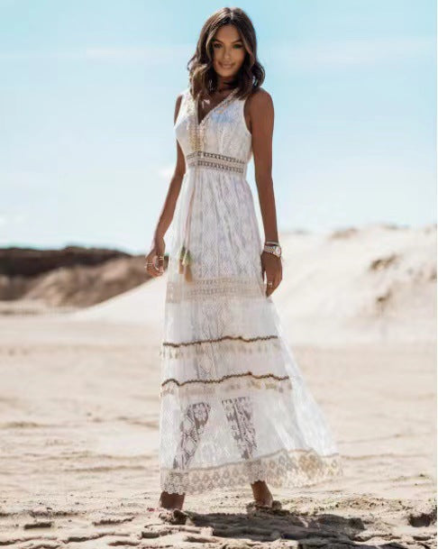 Bohemian long women's lace dress