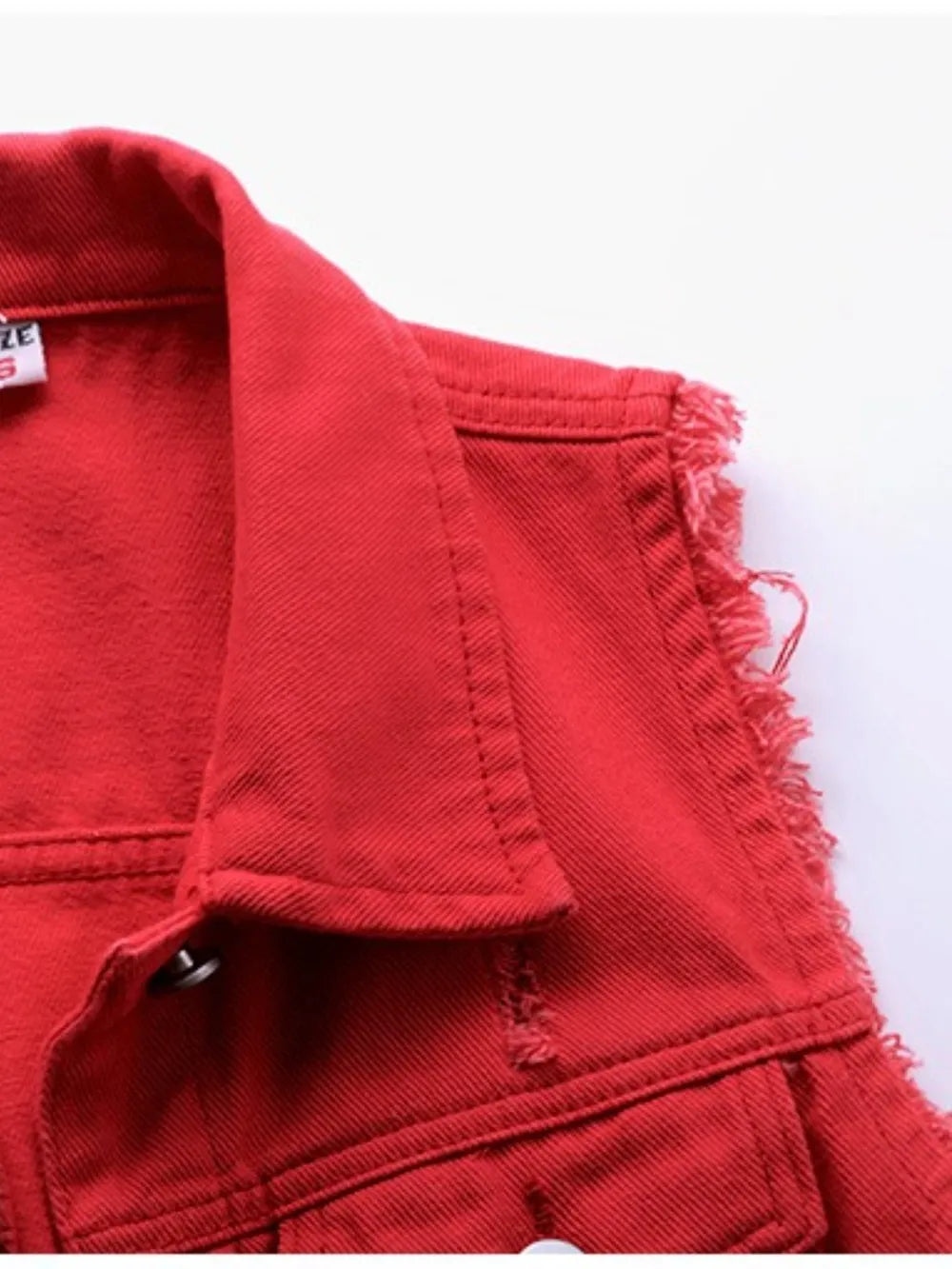 Women's Button Down Raw Hem Sleeveless Denim Jacket Vest