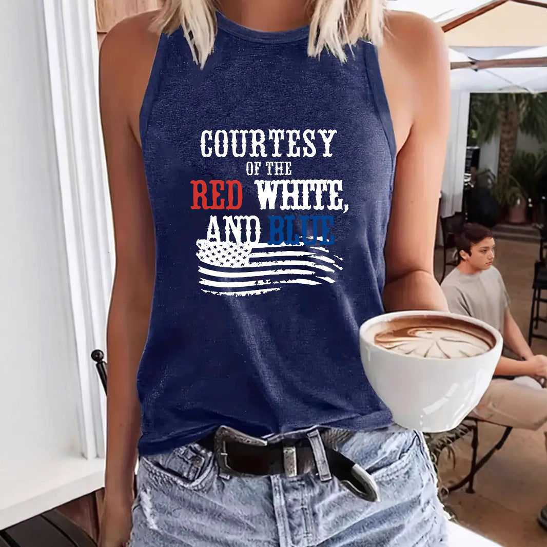 Patriotic printed women's vest