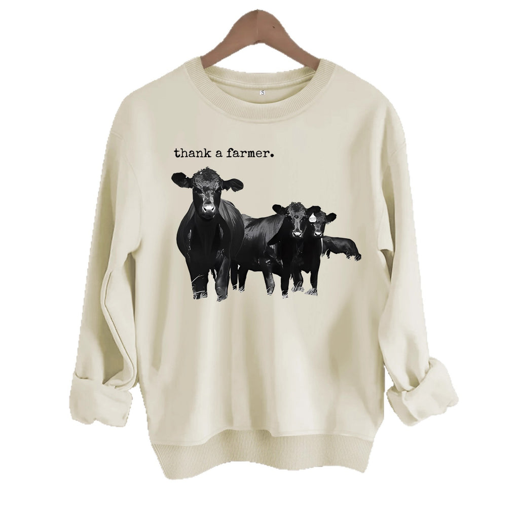Cowboy and letter printed long sleeved sweatshirt