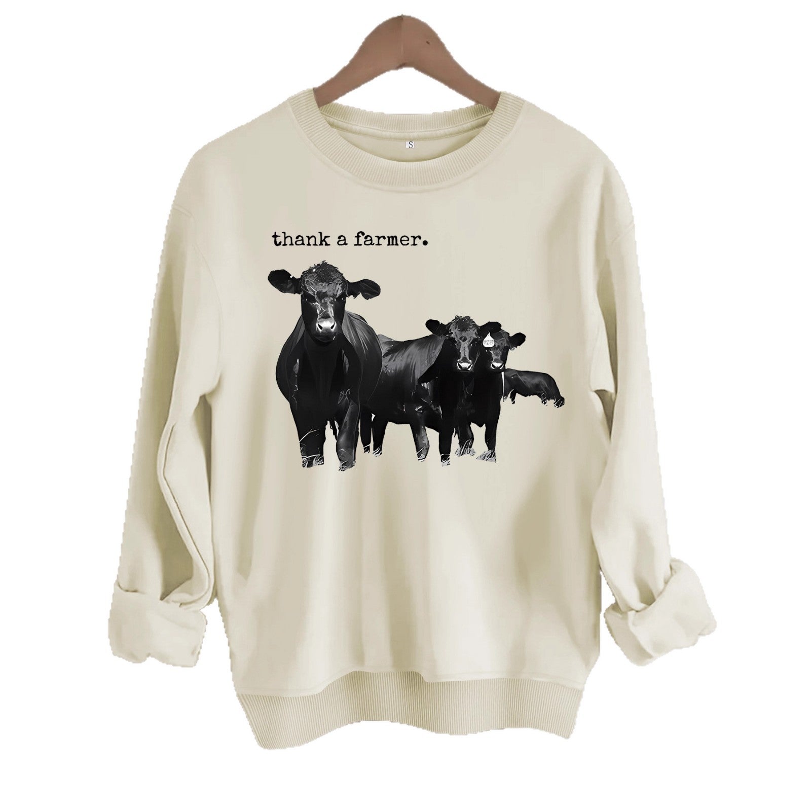 Cowboy and letter printed long sleeved sweatshirt