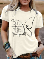Women's Butterfly round neck short sleeved  T-shirt