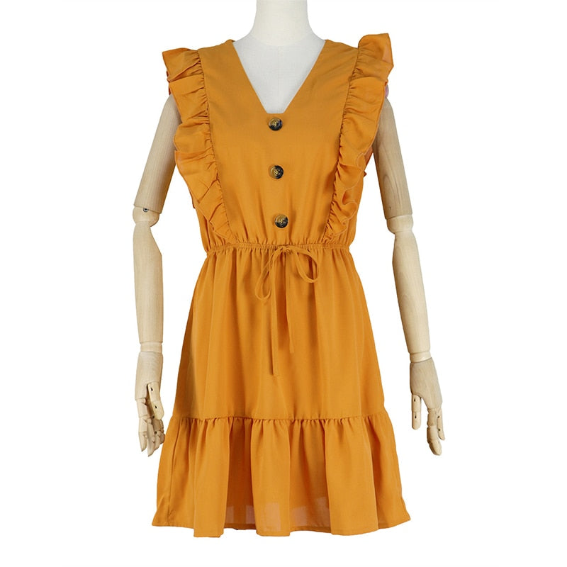 Ruffle Off The Shoulder High Waist Summer Dress