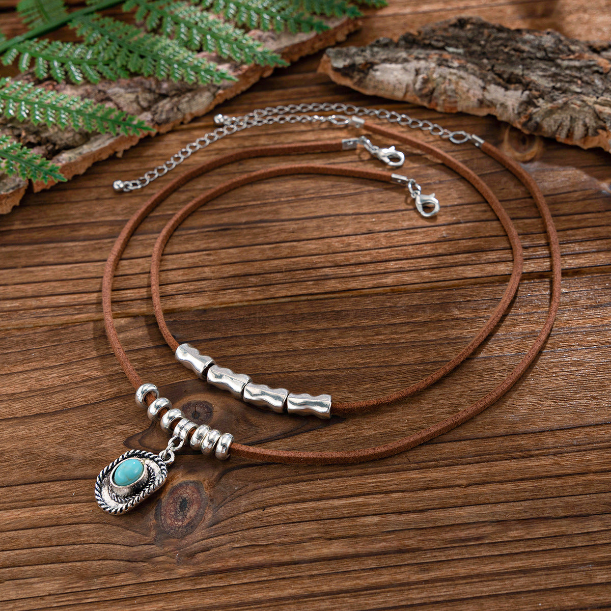 Turquoise Necklace Set Cactus, Star, Cowboy hat, pearl,  Alloy Pendant Neck Chain Collar