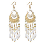 Bohemian Ethnic Earrings Long Vintage Tassel Bead Earrings Carved Earrings