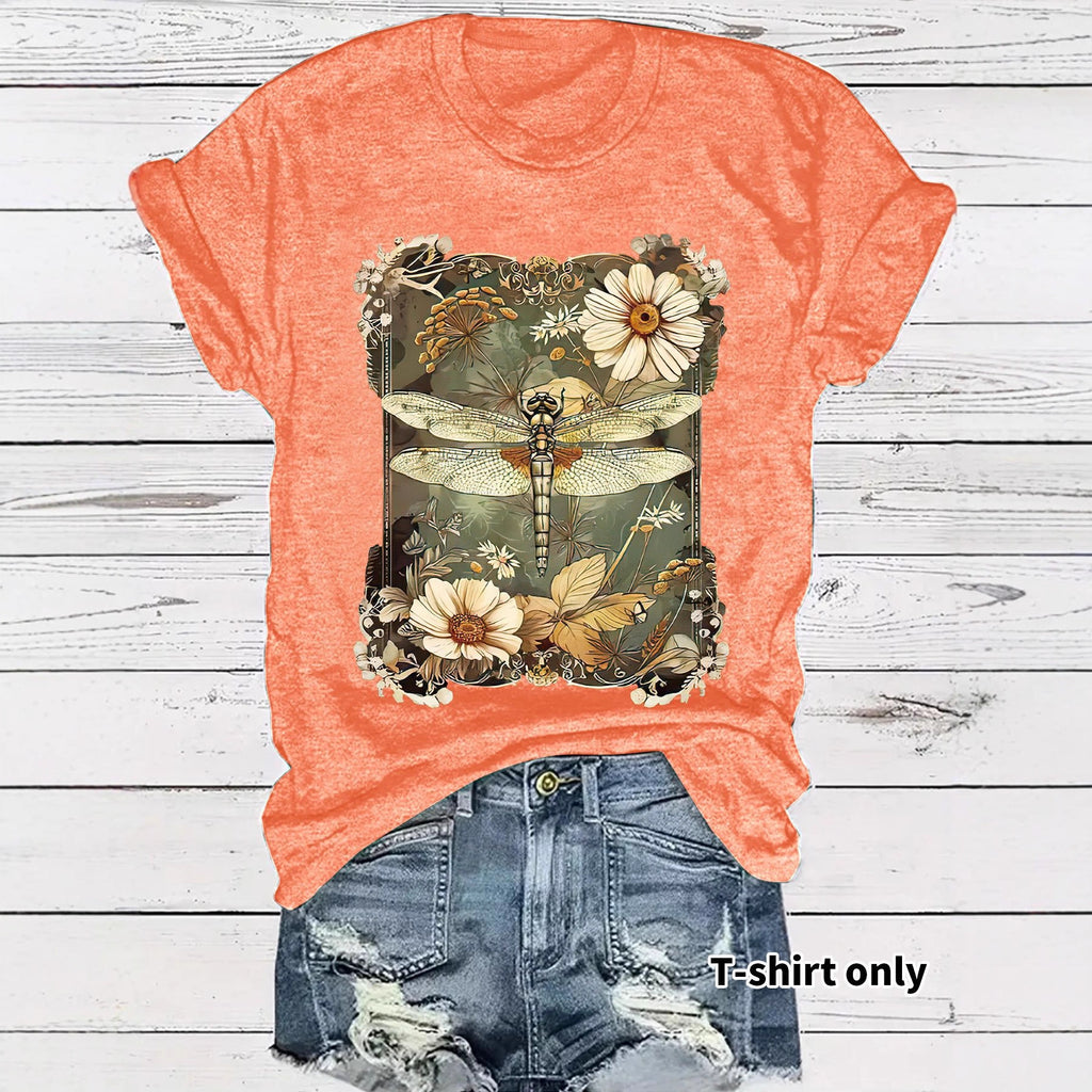 Dragonfly printed short sleeved t-shirt for women