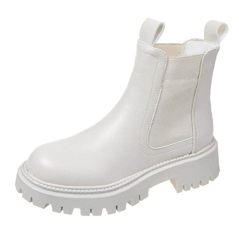 Fashion Women's Chelsea Boots Spring Autumn Waterproof Non-slip Platform Ankle Boots Women Slip on Thick Sole Booties
