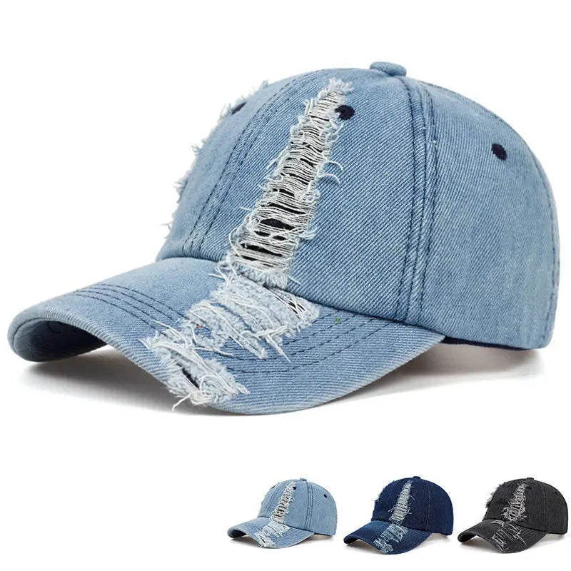 Unisex Vintage Washed Distressed Cap Baseball Denim