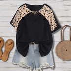 Plus Size Leopard Print Spliced Shirt