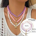 Ocean Wind Shell Turquoise Multi layer Necklace Beach Sea Star Bead Necklace Accessories Female