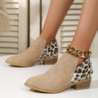 Women's Pointed Thick Heels Back Zipper Boots