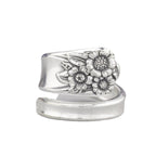 Women's English Garden Spoon Ring Three Flower Jewelry Gift Flower Ring Adjustable Opening