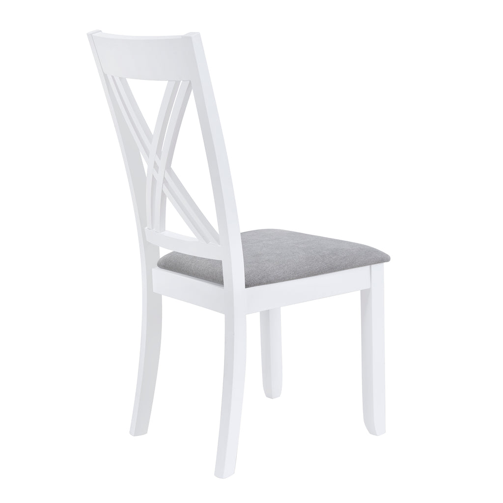 Rustic Minimalist Wood 5-Piece Dining Table Set with 4 X-Back Chairs for Small Places  White
