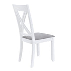 Rustic Minimalist Wood 5-Piece Dining Table Set with 4 X-Back Chairs for Small Places  White