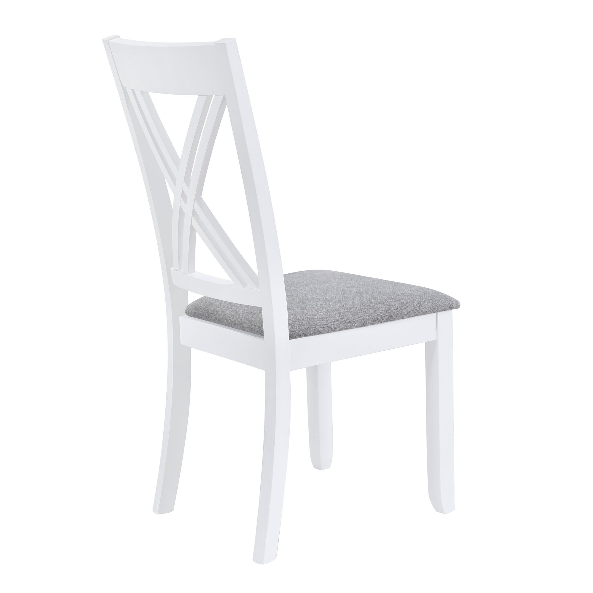 Rustic Minimalist Wood 5-Piece Dining Table Set with 4 X-Back Chairs for Small Places  White