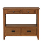 36'' Farmhouse Pine Wood Console Table Entry Sofa Table with 4 Drawers & 1 Storage Shelf (Brown)