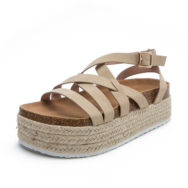 Platform Women's Thin Strap Cross Buckles Summer Sandals