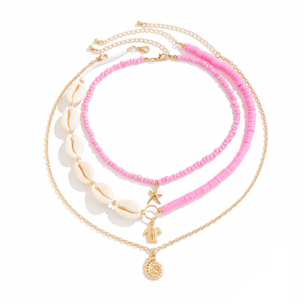 Ocean Wind Shell Turquoise Multi layer Necklace Beach Sea Star Bead Necklace Accessories Female