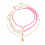 Ocean Wind Shell Turquoise Multi layer Necklace Beach Sea Star Bead Necklace Accessories Female