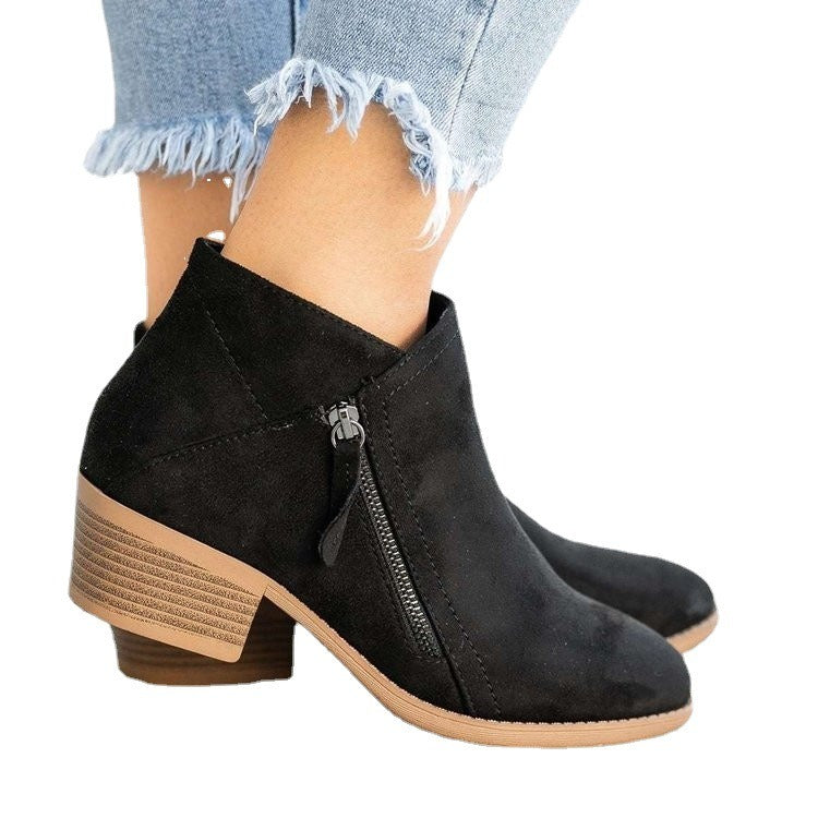 Boots Women's Thick Heel Side Zipper