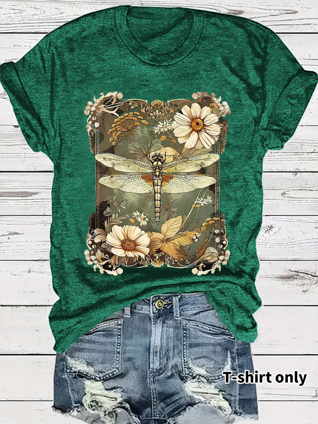 Dragonfly printed short sleeved t-shirt for women