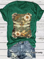 Dragonfly printed short sleeved t-shirt for women