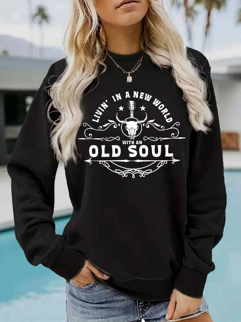 Western Country Music Pattern Printed Hoodie Sweatshirt